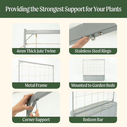 8.0ft Long Tomato Metal Frame Trellis, Garden Trellis for Climbing Plants Like Cucumber Beans Tomatoes & Vines, (Garden Beds Not Included)