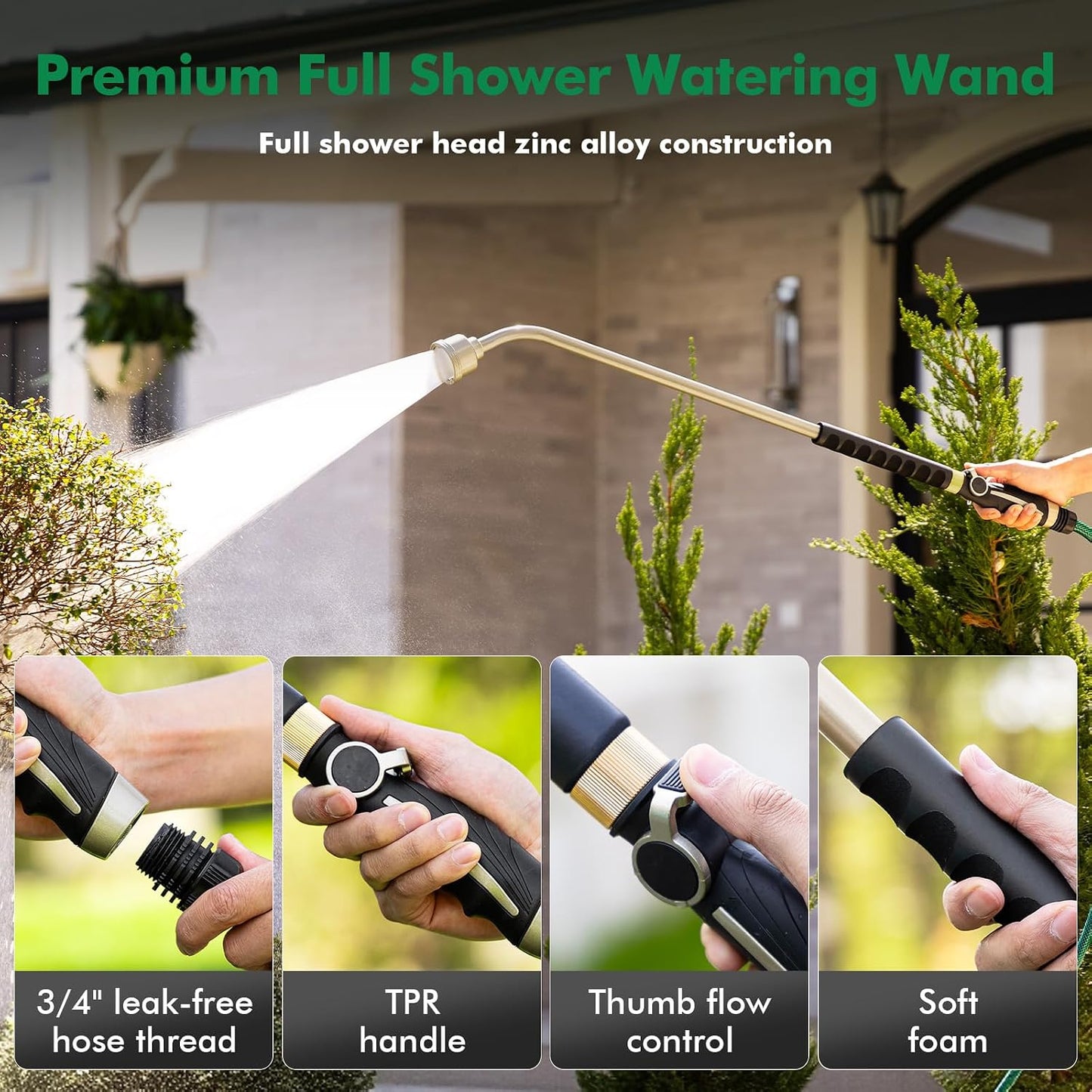 Heavy Duty Metal Watering Wand 24 Inches, Water Wand for Garden Hose