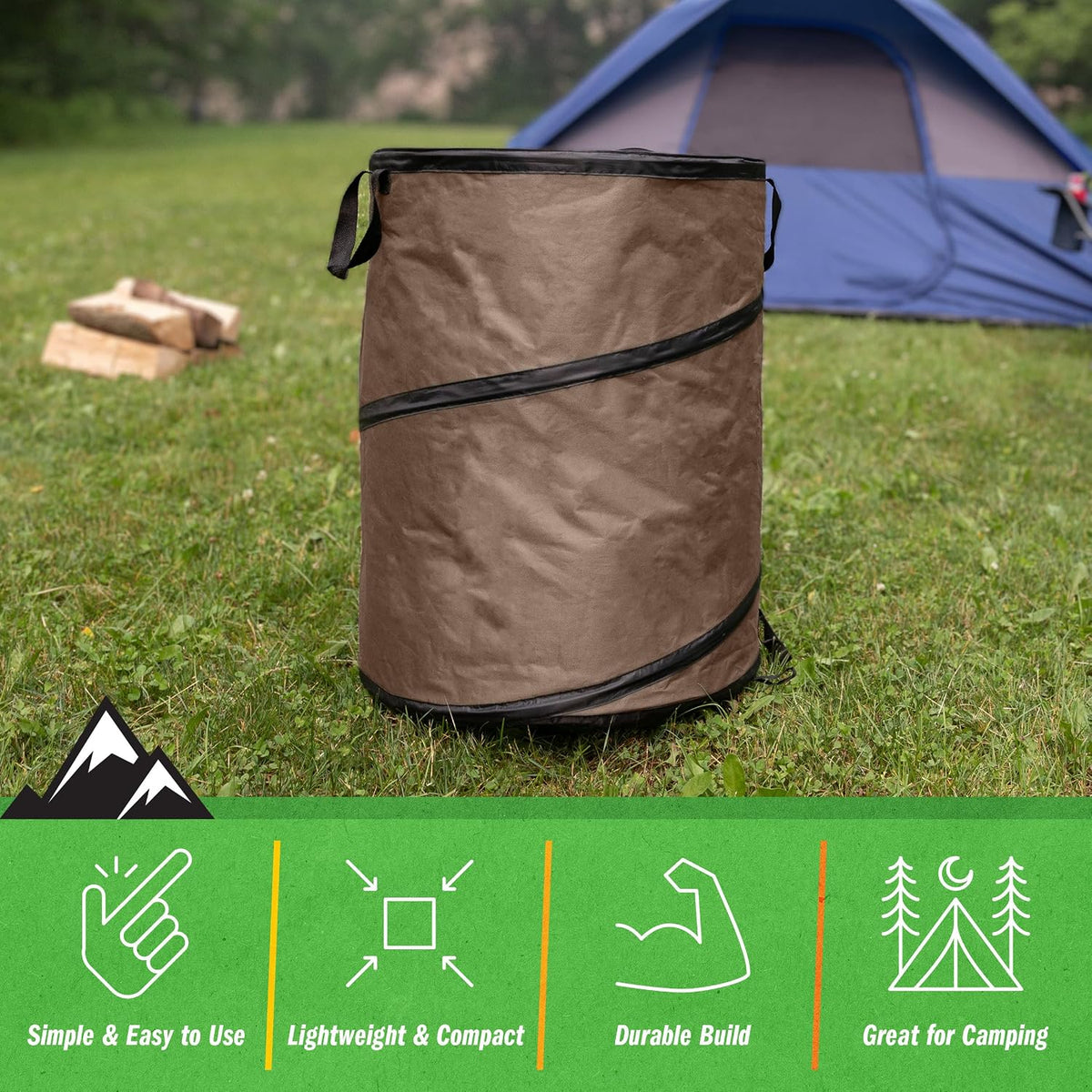 Pop Up Outdoor Garbage Can, Black, 29.5 Gallon