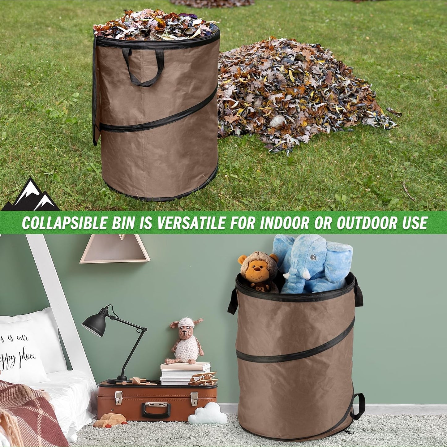 Pop Up Outdoor Garbage Can, Black, 29.5 Gallon