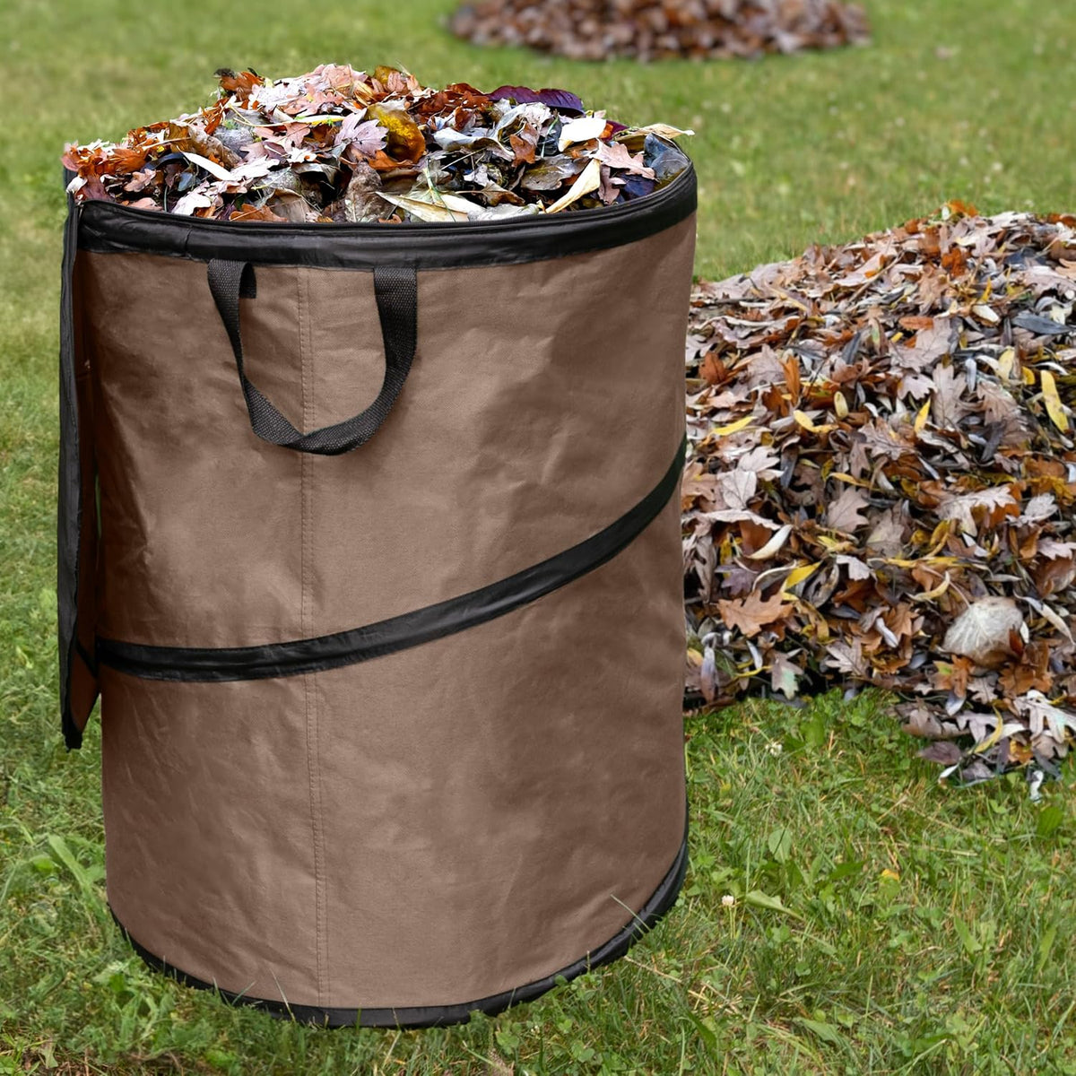 Pop Up Outdoor Garbage Can, Black, 29.5 Gallon