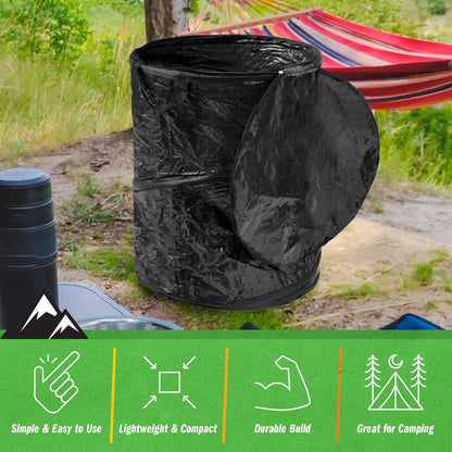 Pop Up Outdoor Garbage Can, Black, 29.5 Gallon