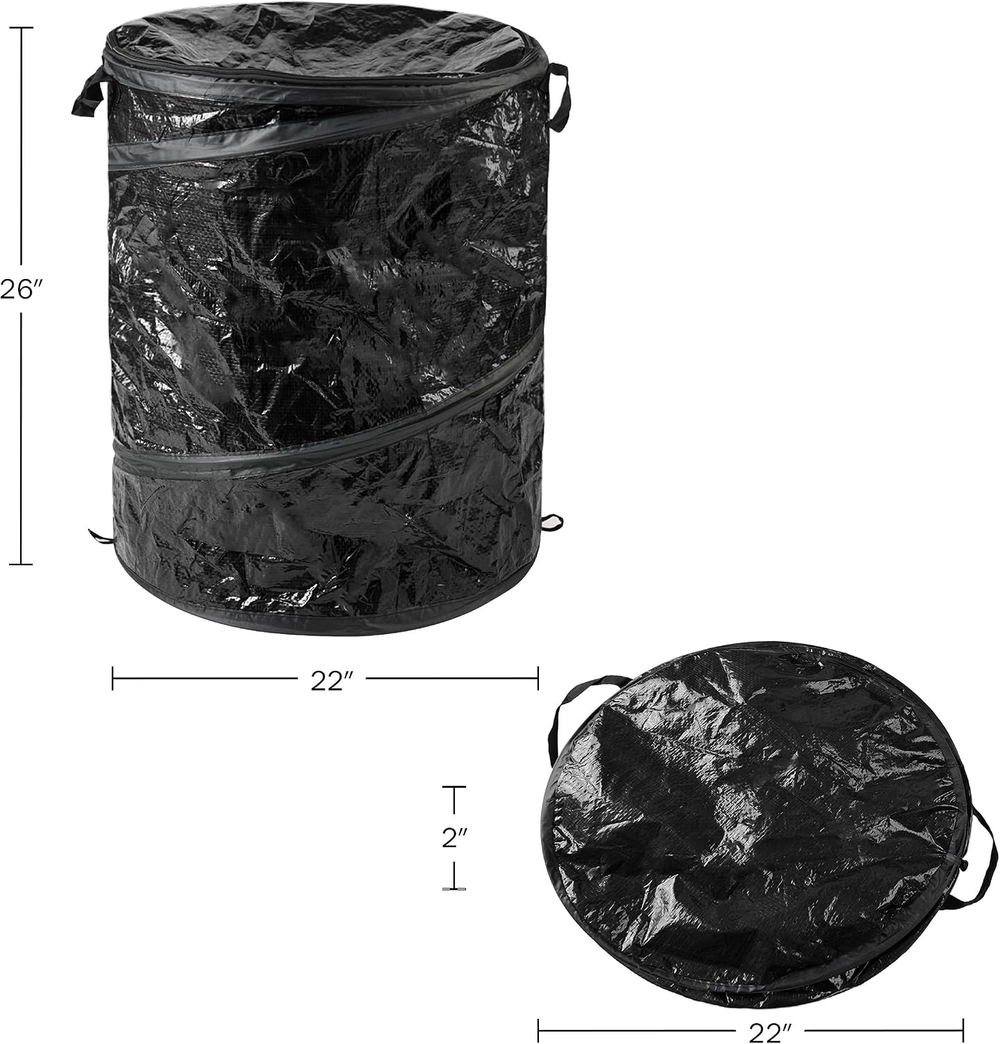 Pop Up Outdoor Garbage Can, Black, 29.5 Gallon
