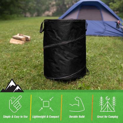 Pop Up Outdoor Garbage Can, Black, 29.5 Gallon