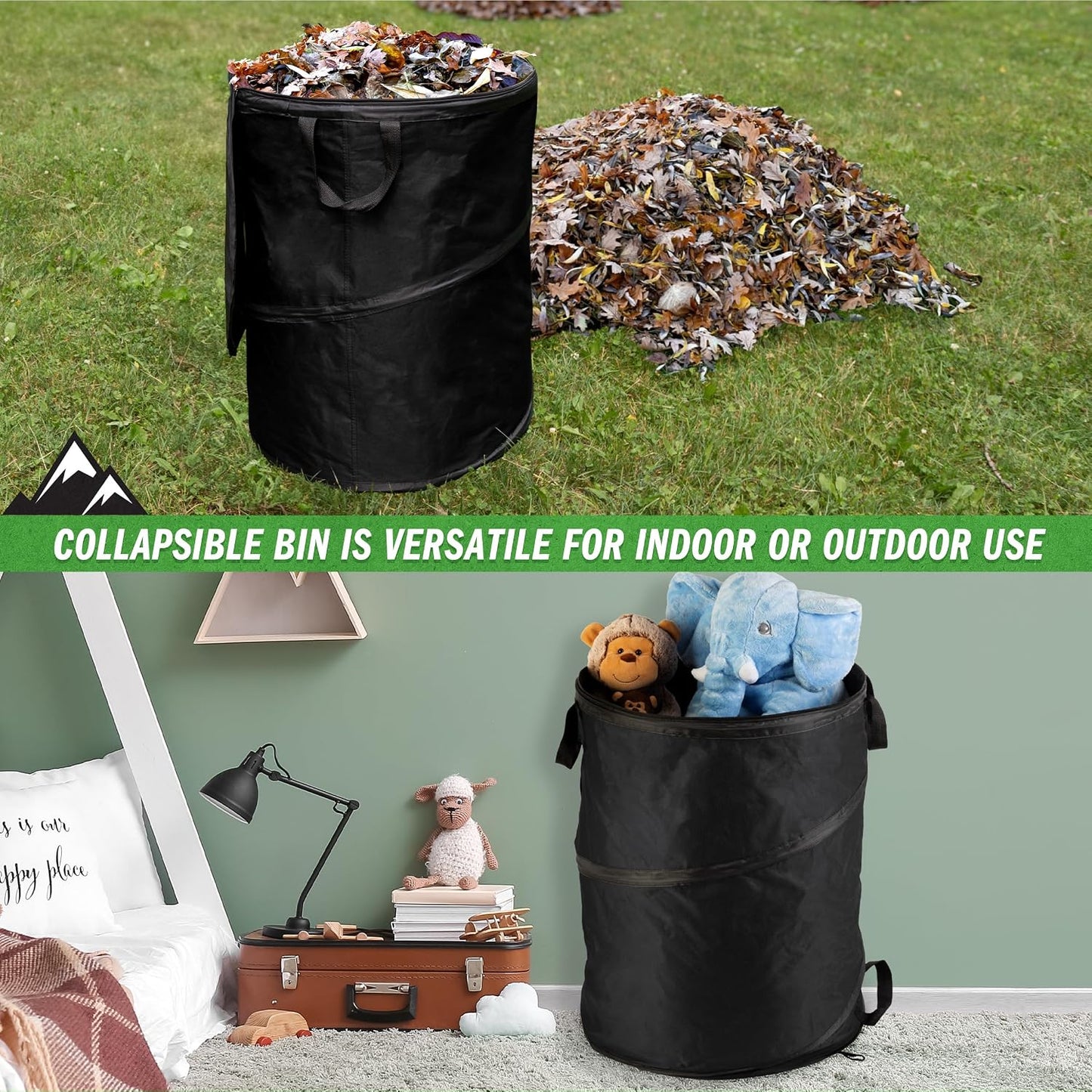 Pop Up Outdoor Garbage Can, Black, 29.5 Gallon
