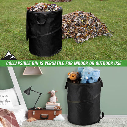 Pop Up Outdoor Garbage Can, Black, 29.5 Gallon