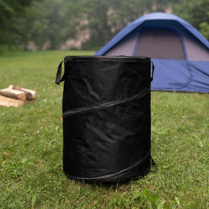 Pop Up Outdoor Garbage Can, Black, 29.5 Gallon
