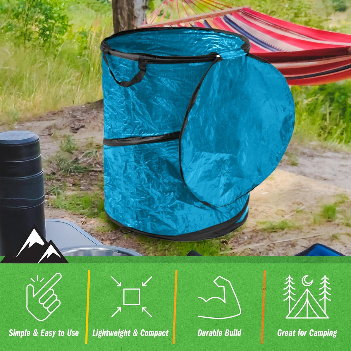 Pop Up Outdoor Garbage Can, Black, 29.5 Gallon