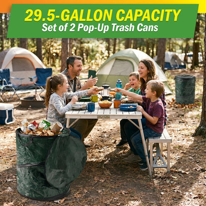 Pop Up Outdoor Garbage Can, Black, 29.5 Gallon