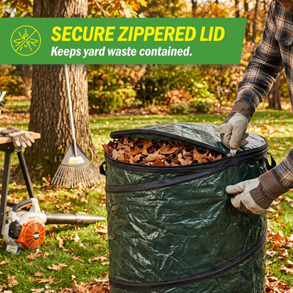 Pop Up Outdoor Garbage Can, Black, 29.5 Gallon