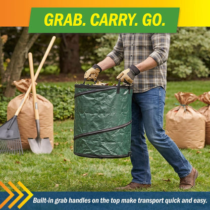 Pop Up Outdoor Garbage Can, Black, 29.5 Gallon