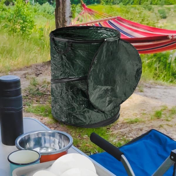 Pop Up Outdoor Garbage Can, Black, 29.5 Gallon