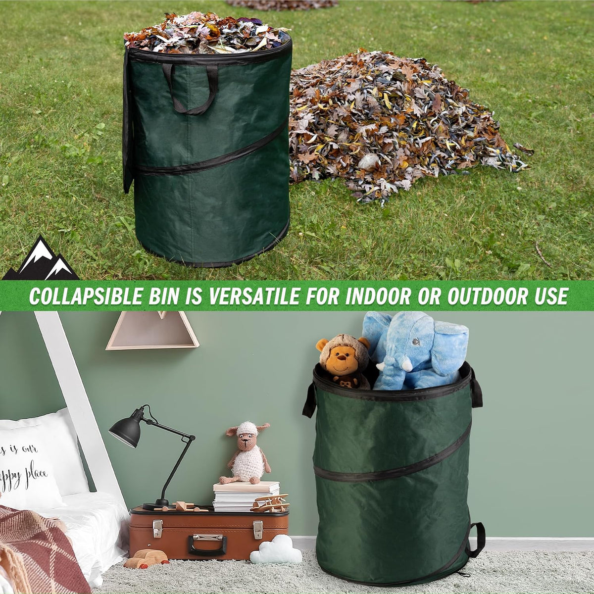 Pop Up Outdoor Garbage Can, Black, 29.5 Gallon