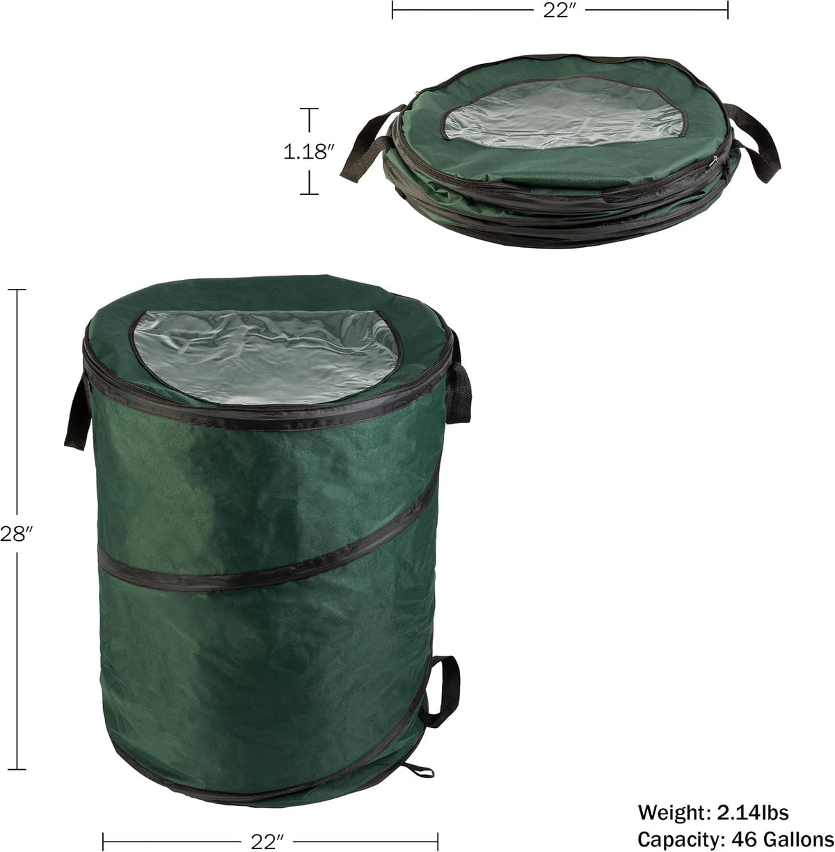Pop Up Outdoor Garbage Can, Black, 29.5 Gallon
