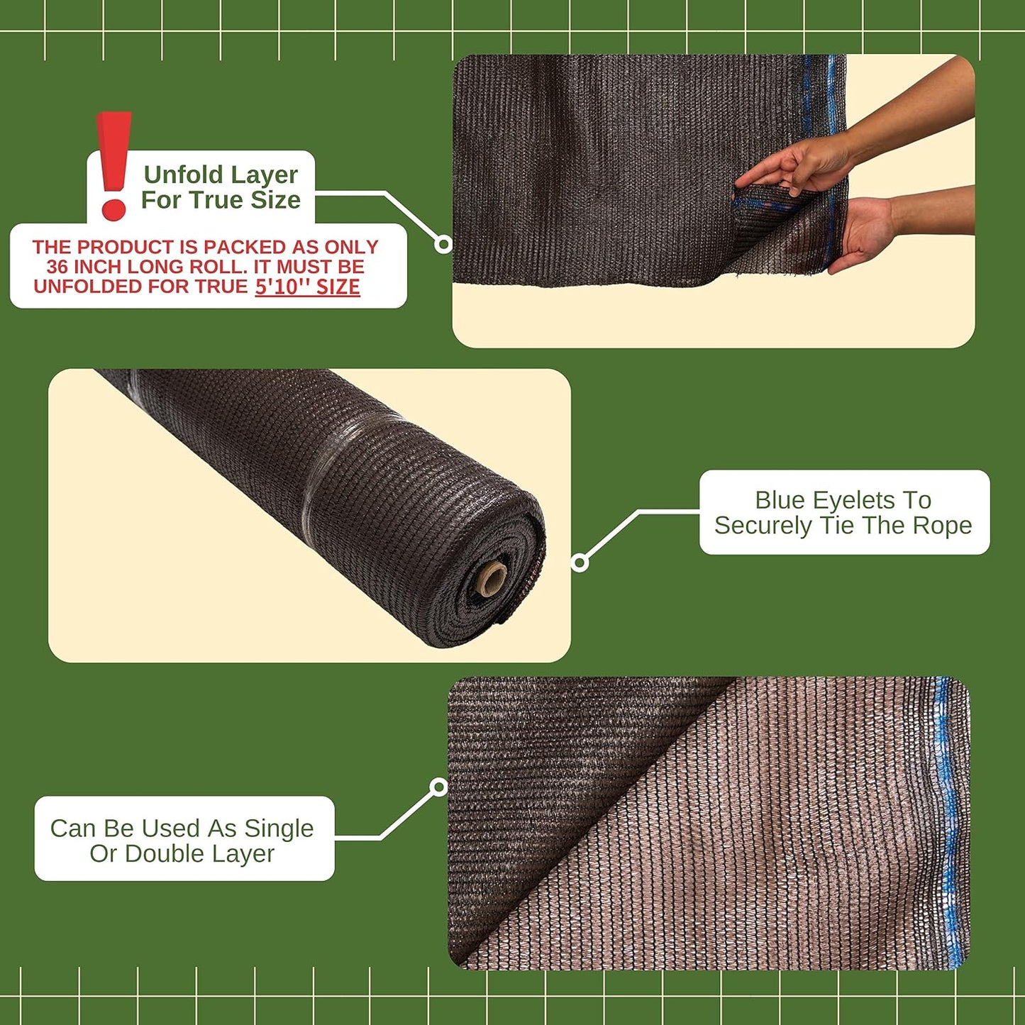 10 X 12 FT 60-70% Heavy Duty Mesh Tarp Shade Cloth - Colors B