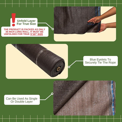 10 X 12 FT 60-70% Heavy Duty Mesh Tarp Shade Cloth - Colors B