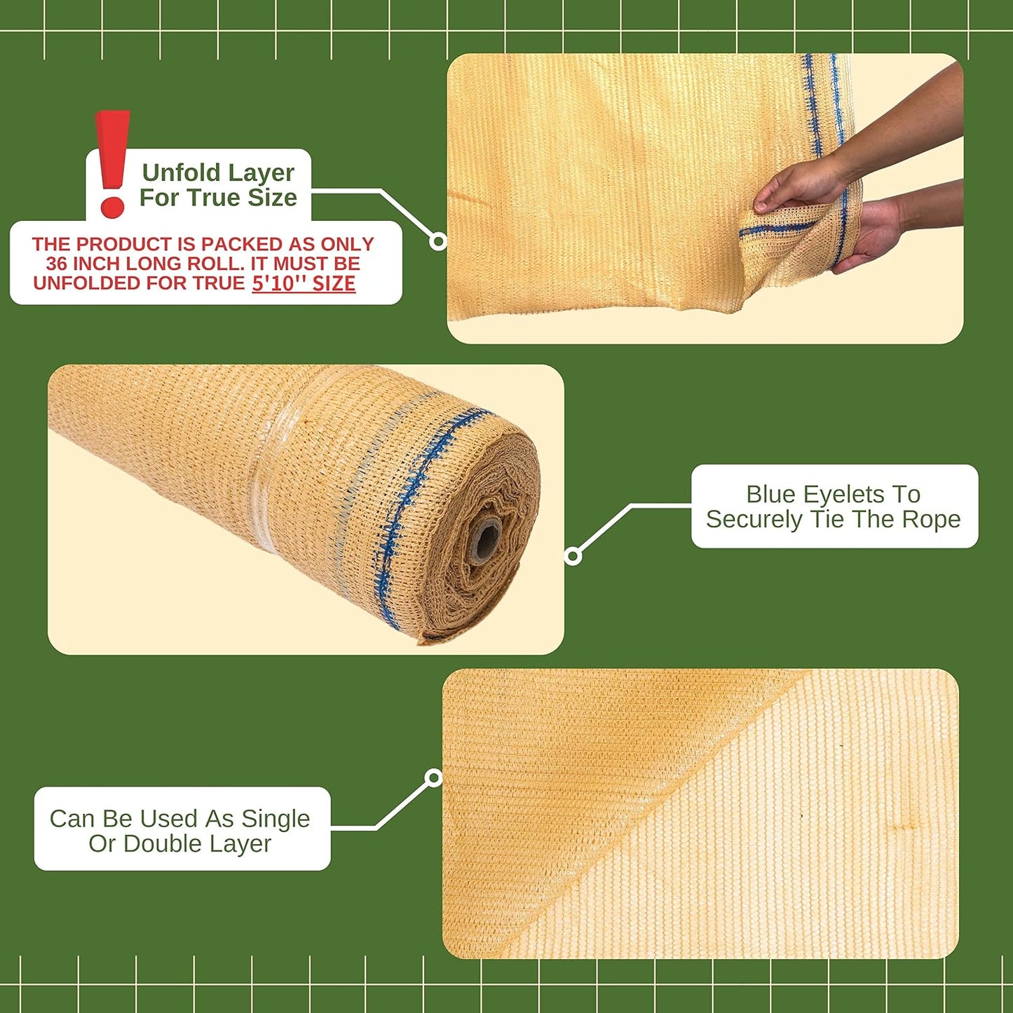 10 X 12 FT 60-70% Heavy Duty Mesh Tarp Shade Cloth - Colors B