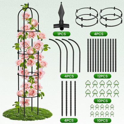 Garden Obelisk Trellis for Climbing Plants - 76" Tall Weather-Resistant Rustproof Metal Plant Flower Support for Roses, Clematis, Tomatoes & Vines, Indoor/Outdoor Use, 12”D (2 Pack)