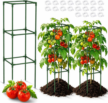 Garden Obelisk Trellis for Climbing Plants - 76" Tall Weather-Resistant Rustproof Metal Plant Flower Support for Roses, Clematis, Tomatoes & Vines, Indoor/Outdoor Use, 12”D (2 Pack)