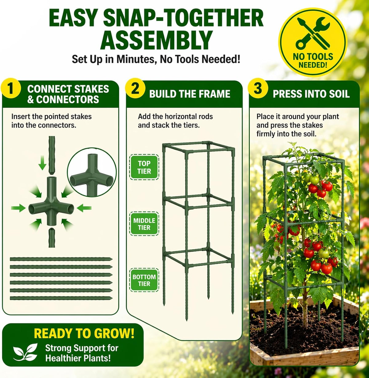 Garden Obelisk Trellis for Climbing Plants - 76" Tall Weather-Resistant Rustproof Metal Plant Flower Support for Roses, Clematis, Tomatoes & Vines, Indoor/Outdoor Use, 12”D (2 Pack)