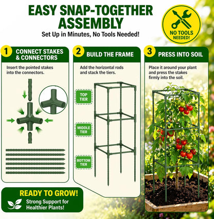 Garden Obelisk Trellis for Climbing Plants - 76" Tall Weather-Resistant Rustproof Metal Plant Flower Support for Roses, Clematis, Tomatoes & Vines, Indoor/Outdoor Use, 12”D (2 Pack)