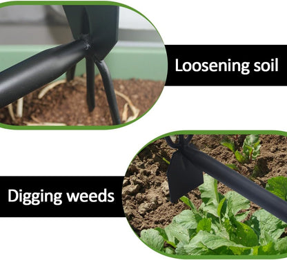 Garden Hoe and Cultivator, Long Heavy Duty Hand Hoe with Tiller, 2 Section Handle, Carbon Steel Blade, Cultivator Hoe Garden Tools for Loosening Soil, Digging