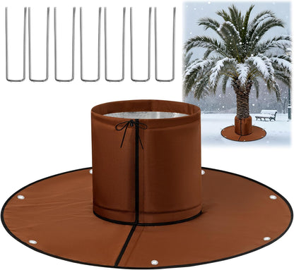 Palm Tree Root Protector, Winter Protection for Palm Trees Root, Tree Root Freeze Protectors with Ground Nails, Winter Tree Root Frost Covers for Outdoor Cold Weather Plants (1, Brown)