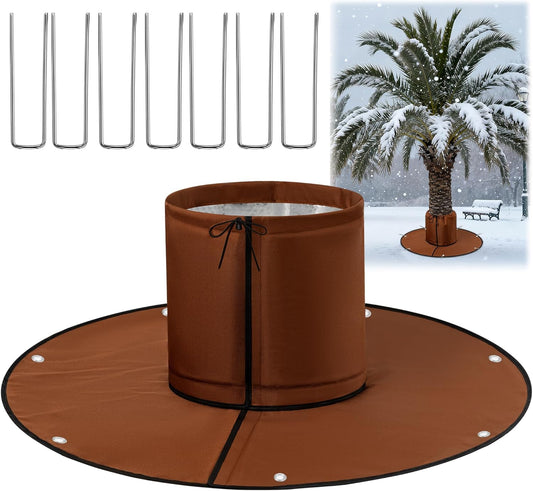 Palm Tree Root Protector, Winter Protection for Palm Trees Root, Tree Root Freeze Protectors with Ground Nails, Winter Tree Root Frost Covers for Outdoor Cold Weather Plants (1, Brown)