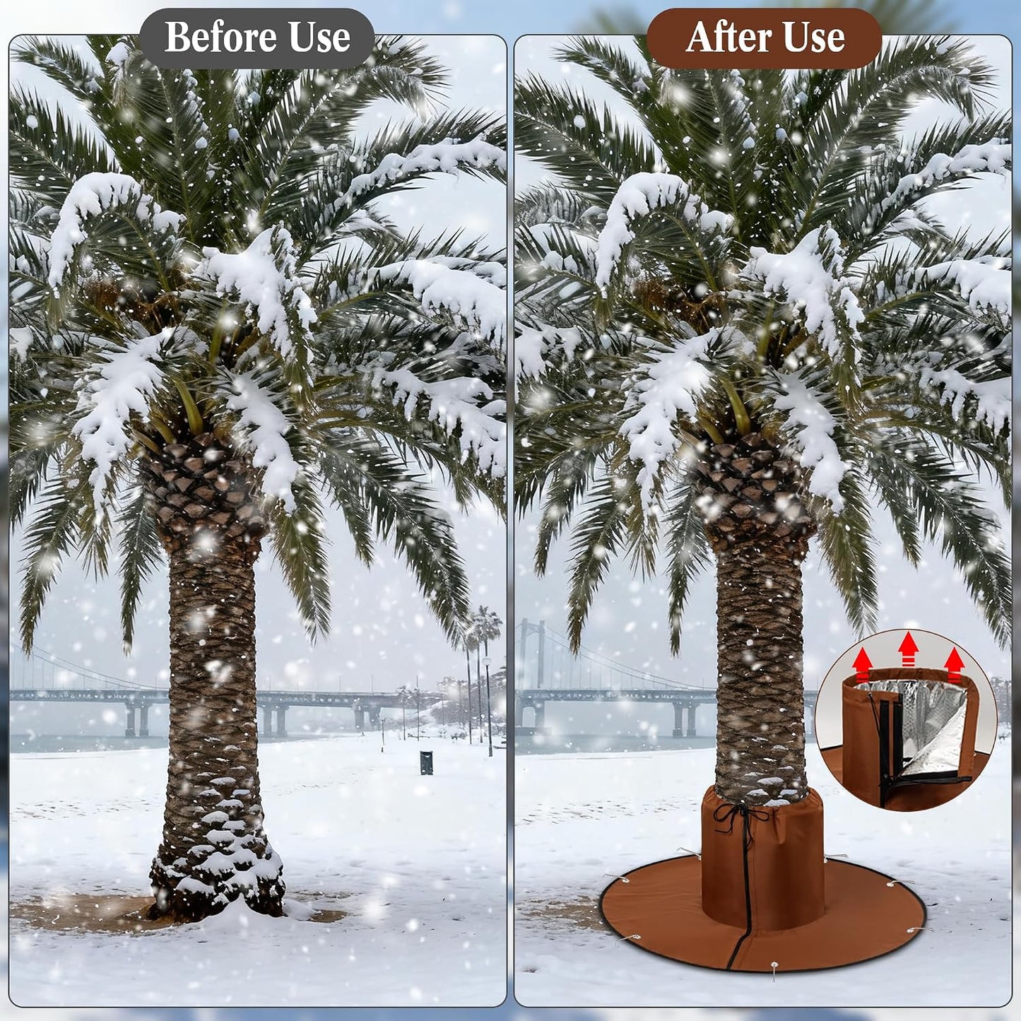 Palm Tree Root Protector, Winter Protection for Palm Trees Root, Tree Root Freeze Protectors with Ground Nails, Winter Tree Root Frost Covers for Outdoor Cold Weather Plants (1, Brown)