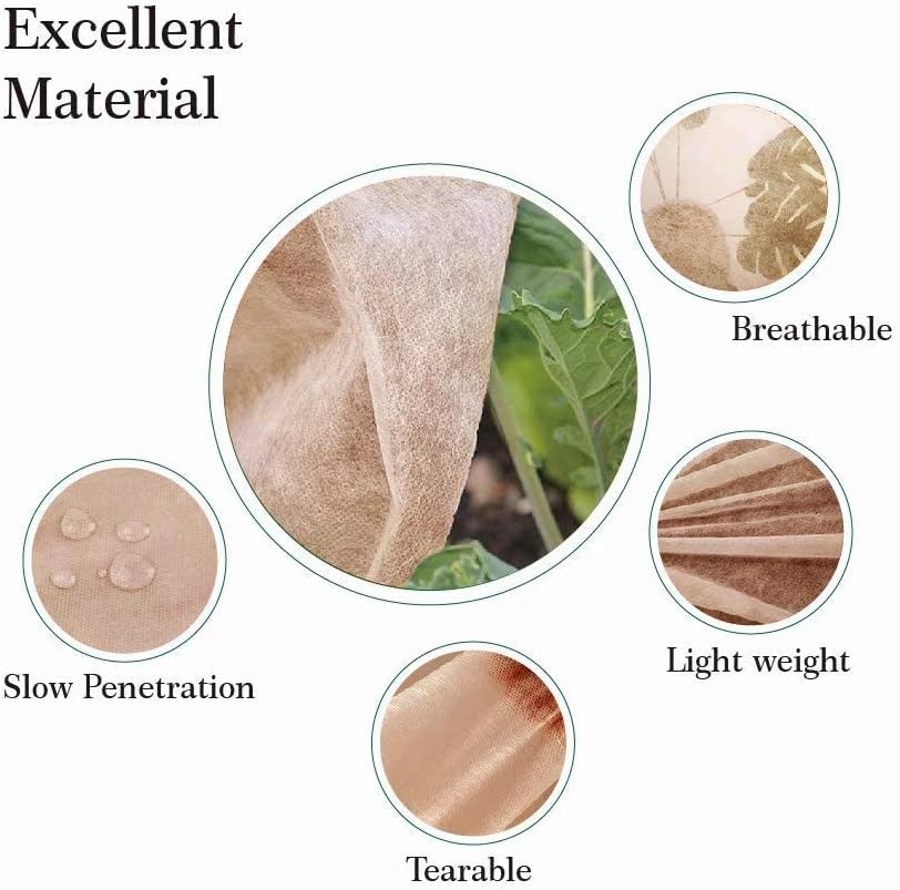 Plant Covers Freeze Protection Floating Row Covers 5'x25' 0.9oz Plant Covers Freeze Sun Protection,Frost Cloth for Vegetables,Jute Color