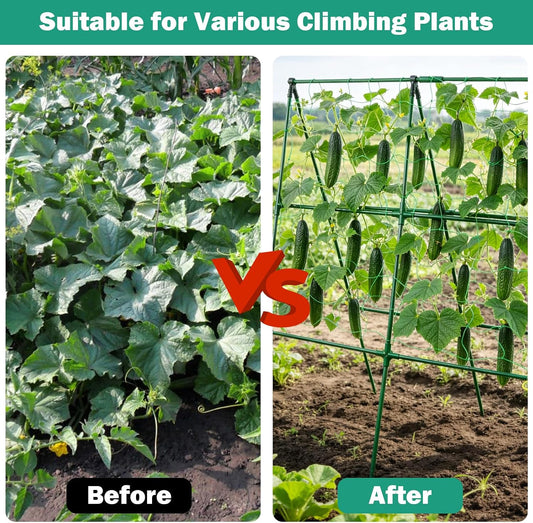 3 Packs Cucumber Trellis for Raised Bed, 50" x 33" A-Shape Garden Trellis for Climbing Plants, Outdoor Metal Arch Vegetable Plant Support for Tomato, Cucumber, Pea, Zucchini & Vine Plants