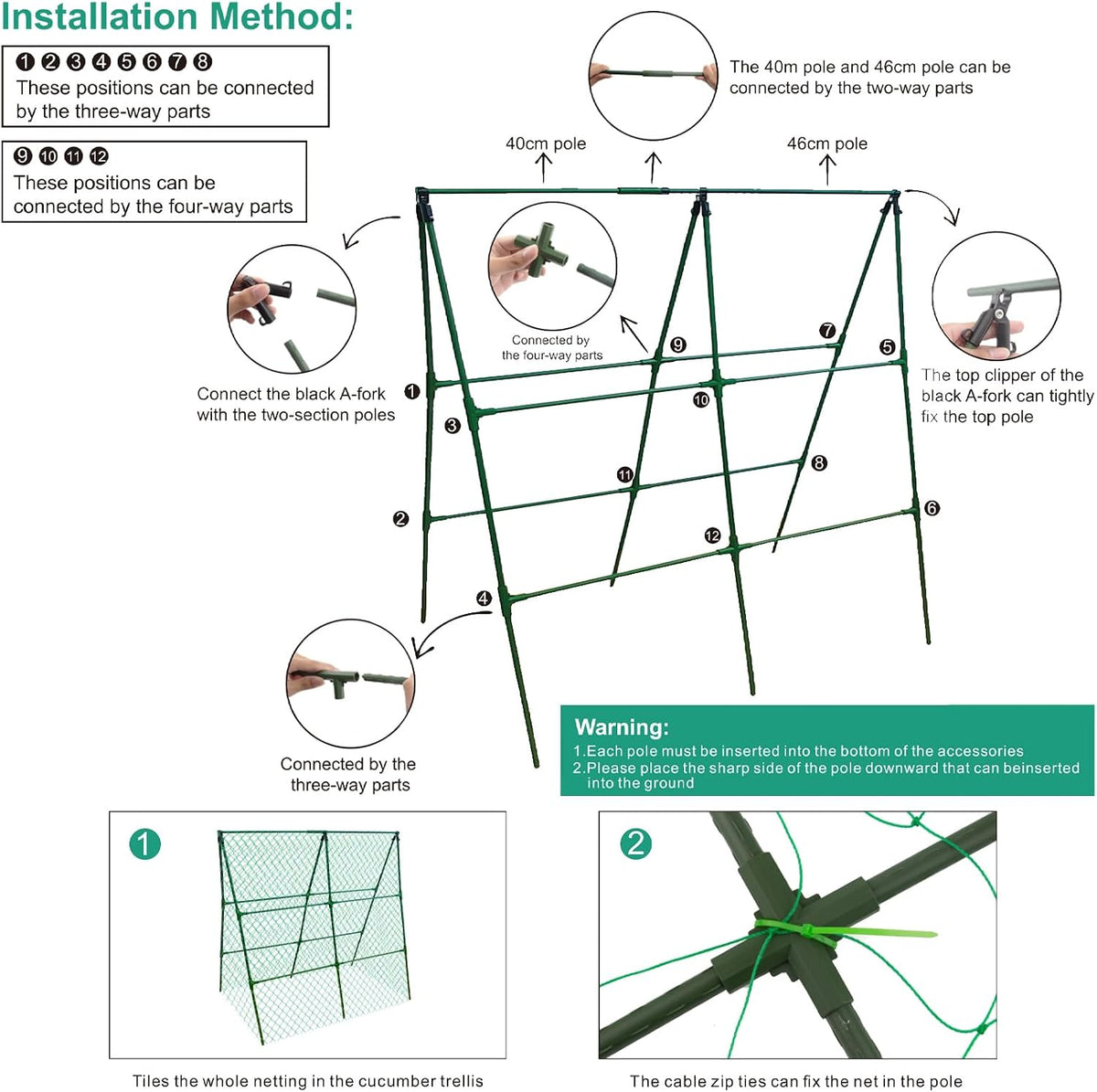 3 Packs Cucumber Trellis for Raised Bed, 50" x 33" A-Shape Garden Trellis for Climbing Plants, Outdoor Metal Arch Vegetable Plant Support for Tomato, Cucumber, Pea, Zucchini & Vine Plants