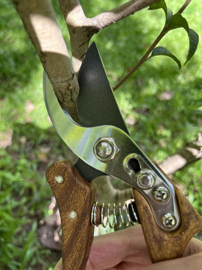 Branch Trimmer, Japanese Bonsai Trimming Scissors, Garden Clippers Handheld, Ergonomic Gardening Tools, Floral Shears Gardening Set, Garden Pruners Farming Tools (Wood Silver)