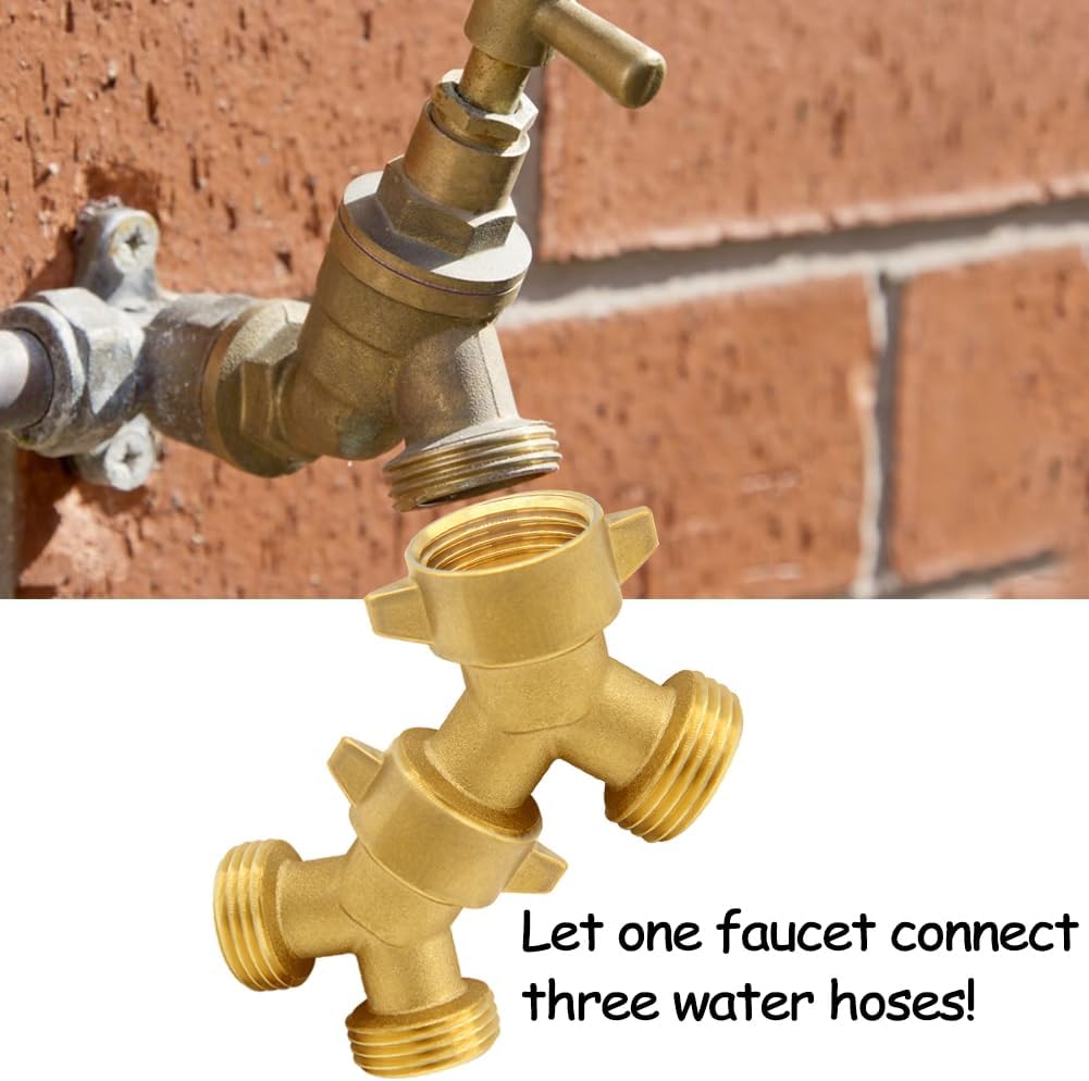 Brass Garden Hose Splitter 3/4" GHT Swivel Y Connector, 2PCS