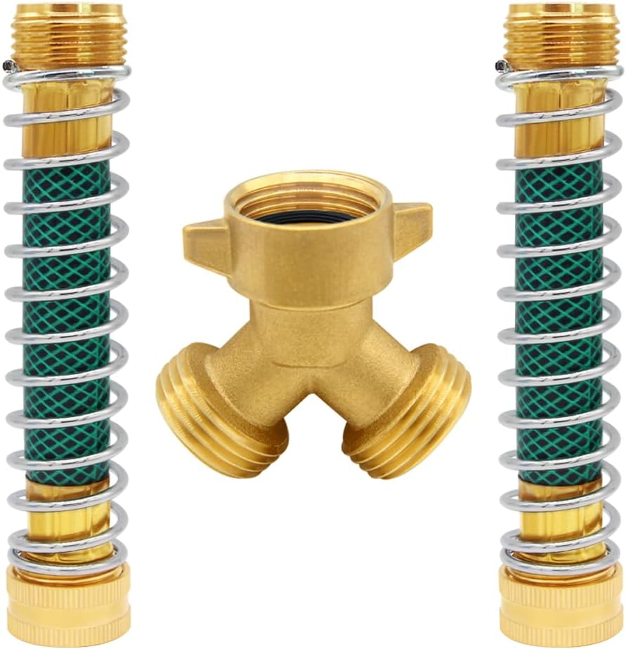 Brass Garden Hose Splitter 3/4" GHT Swivel Y Connector, 2PCS