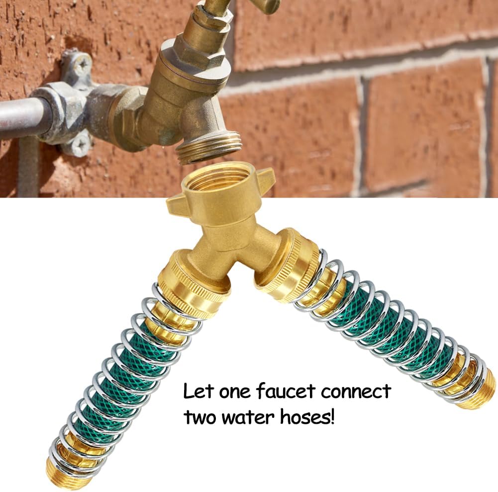 Brass Garden Hose Splitter 3/4" GHT Swivel Y Connector, 2PCS