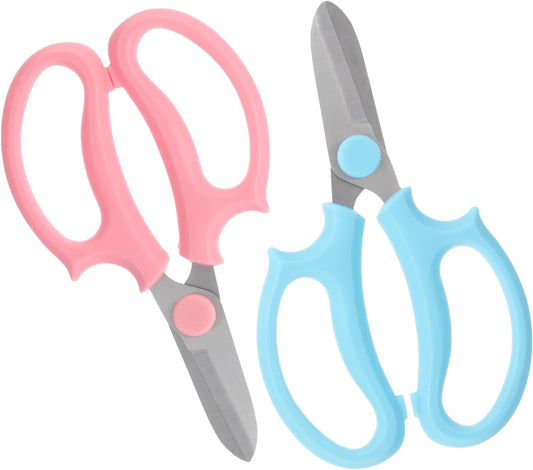 2 Pack Garden Floral Scissors, 6.5" Stainless Steel Flower Pruning Shears, Professional Florist Scissors for Stems, Arranging, Flower Bar Supplies and Plant Trimming (Blue, Pink)