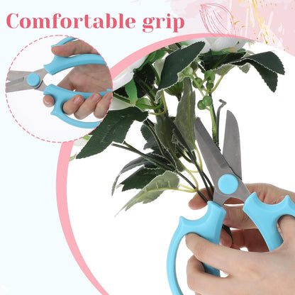 2 Pack Garden Floral Scissors, 6.5" Stainless Steel Flower Pruning Shears, Professional Florist Scissors for Stems, Arranging, Flower Bar Supplies and Plant Trimming (Blue, Pink)