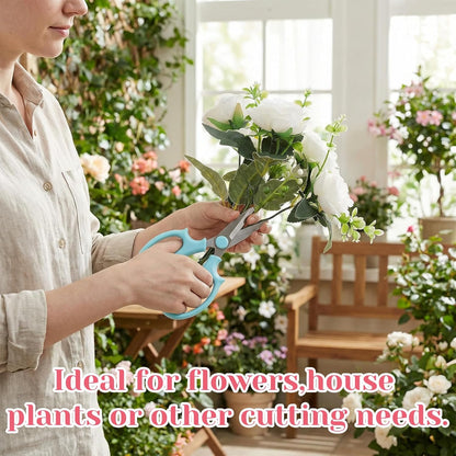 2 Pack Garden Floral Scissors, 6.5" Stainless Steel Flower Pruning Shears, Professional Florist Scissors for Stems, Arranging, Flower Bar Supplies and Plant Trimming (Blue, Pink)
