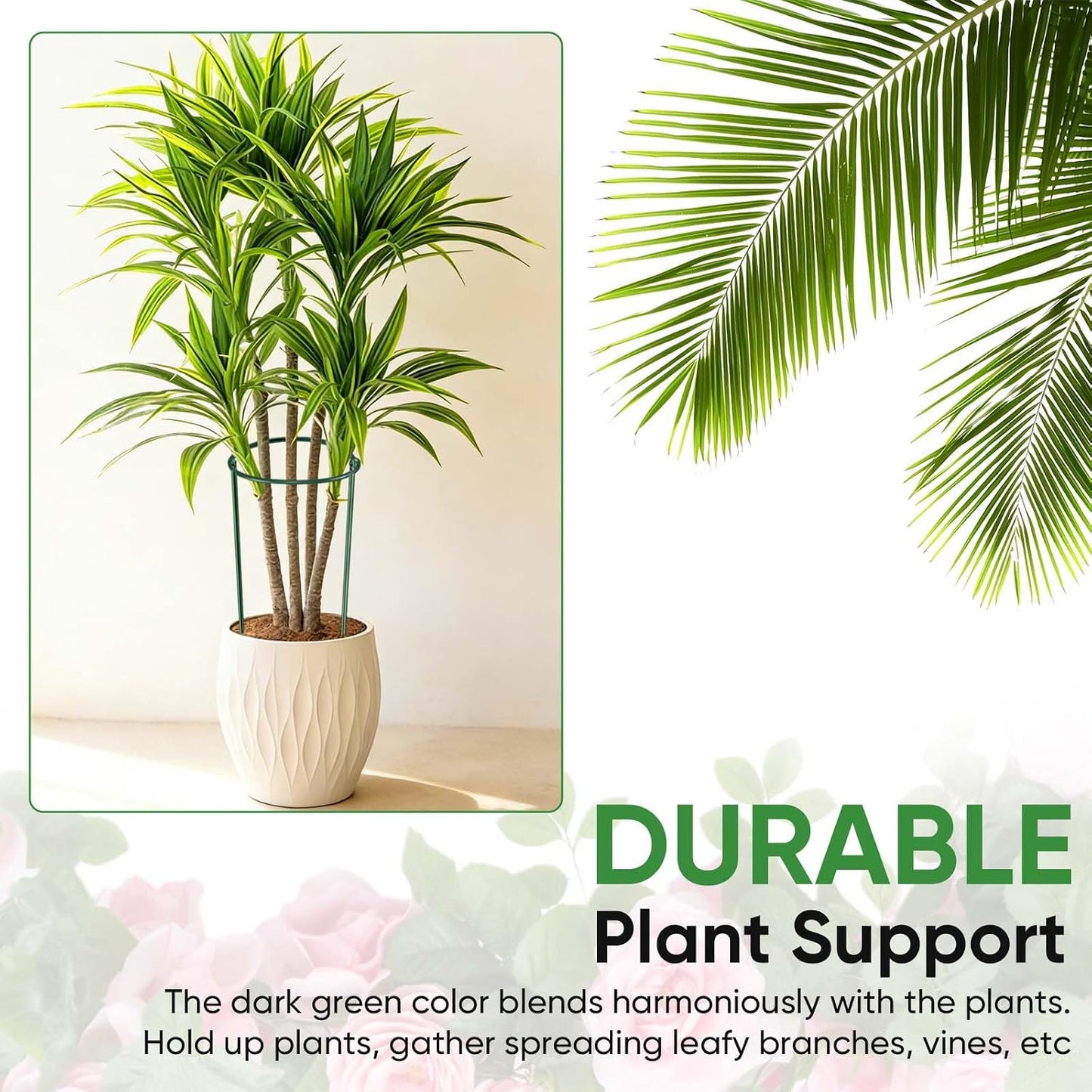 10 Pack 24" H x 10" W Tall Plant Support Stakes, Half Round Metal Peony Cages and Supports, Monstera Plant Support Snake Plant Stake Flower Support Ring for Tomato, Hydrangea Outdoor Indoor