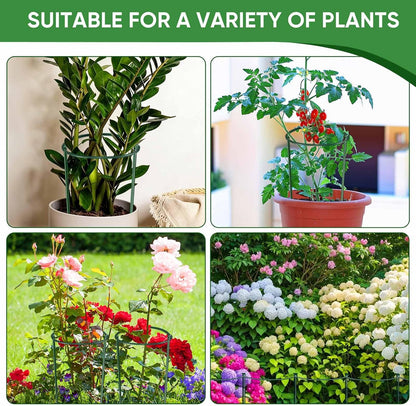 10 Pack 24" H x 10" W Tall Plant Support Stakes, Half Round Metal Peony Cages and Supports, Monstera Plant Support Snake Plant Stake Flower Support Ring for Tomato, Hydrangea Outdoor Indoor