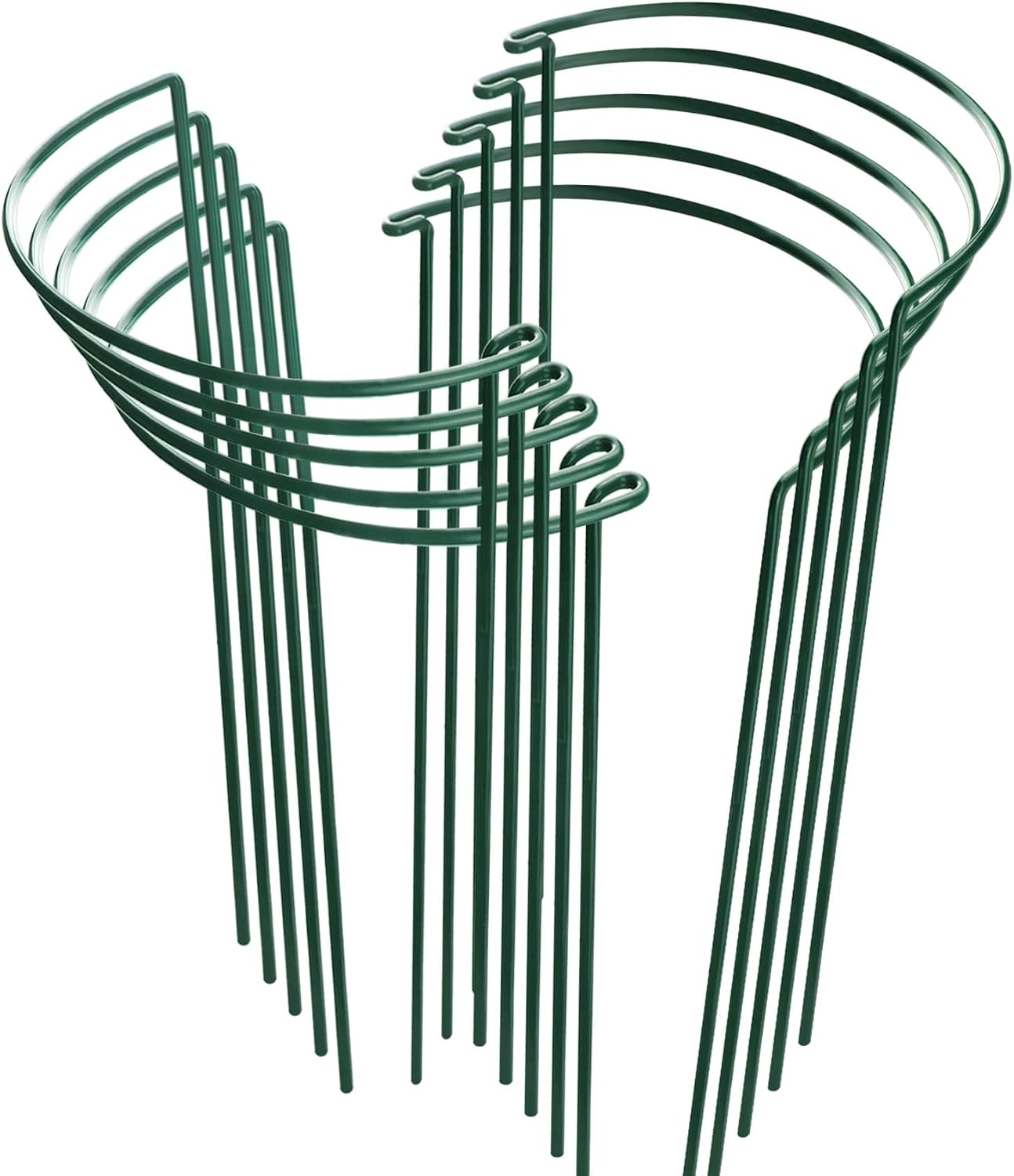 10 Pack 24" H x 10" W Tall Plant Support Stakes, Half Round Metal Peony Cages and Supports, Monstera Plant Support Snake Plant Stake Flower Support Ring for Tomato, Hydrangea Outdoor Indoor