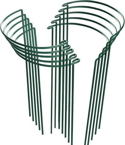 10 Pack 24" H x 10" W Tall Plant Support Stakes, Half Round Metal Peony Cages and Supports, Monstera Plant Support Snake Plant Stake Flower Support Ring for Tomato, Hydrangea Outdoor Indoor