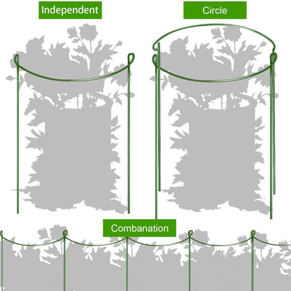 10 Pack 24" H x 10" W Tall Plant Support Stakes, Half Round Metal Peony Cages and Supports, Monstera Plant Support Snake Plant Stake Flower Support Ring for Tomato, Hydrangea Outdoor Indoor