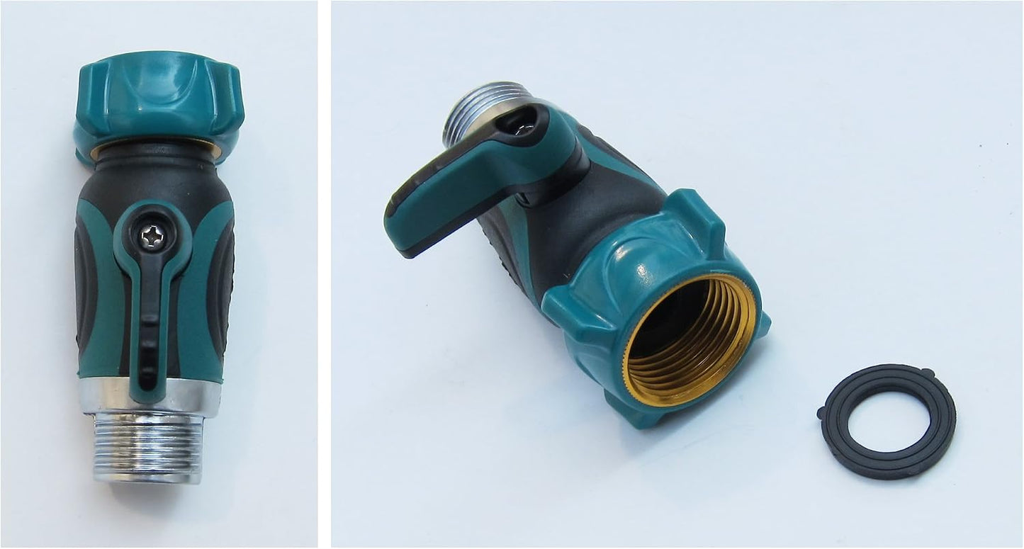 Garden Hose Shut Off Valve, Straight Garden Hose Splitter, Heavy Duty Zinc Alloy, Faucet/Hose Connector 3/4-Inch