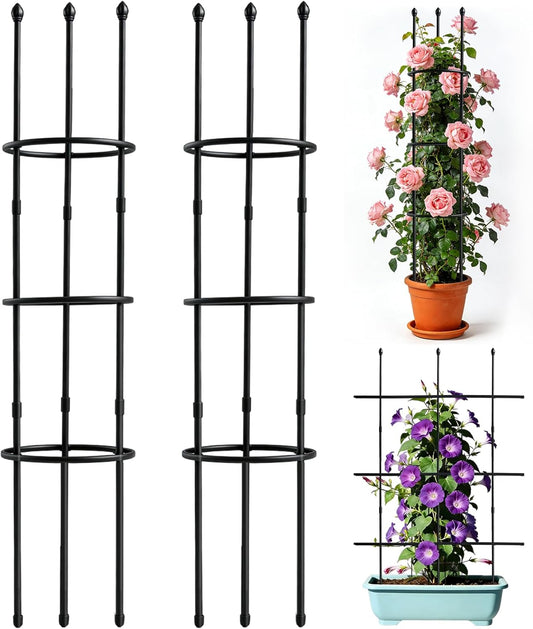 2 Pack Garden Trellis, 47" Trellis for Potted Plants, Tomato Cages, Plant Cages & Supports for Vines Crop, Plant Trellis for Climbing Plants Indoor Outdoor,Flower, Vines, Vegetable, Pots