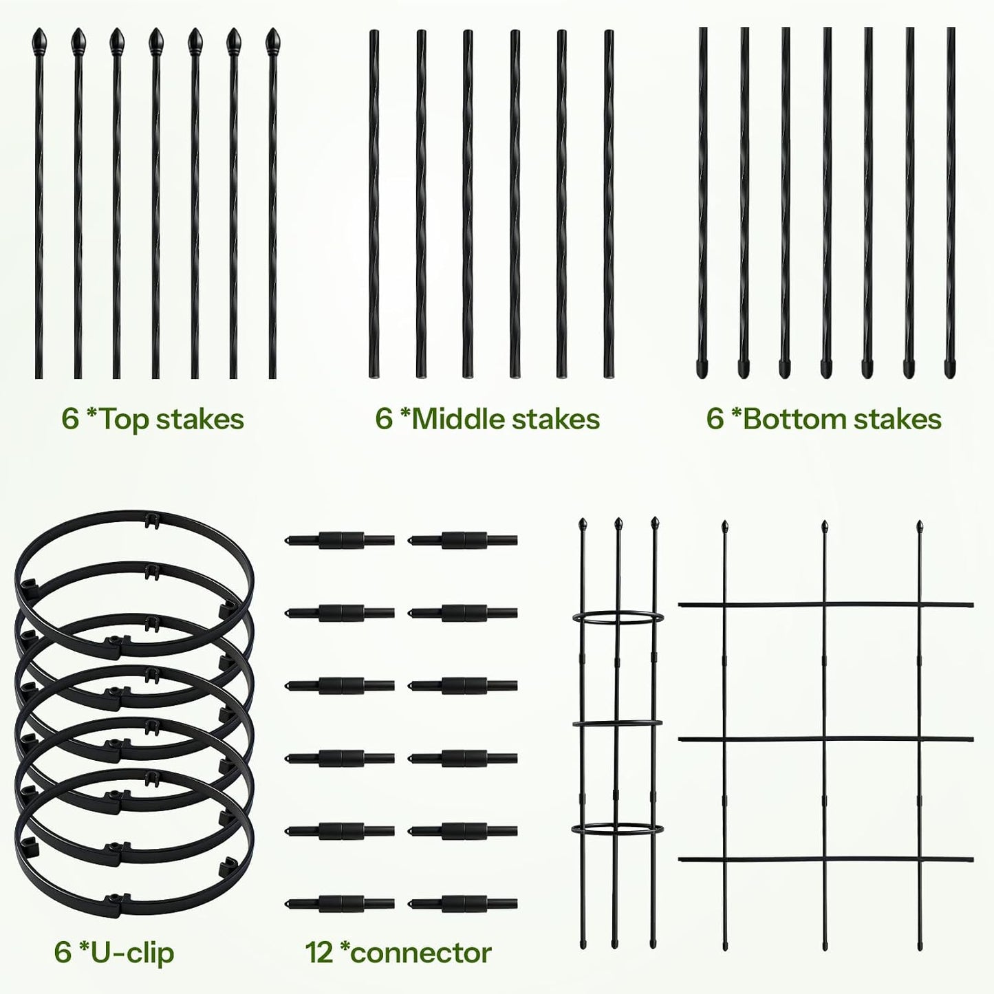 2 Pack Garden Trellis, 47" Trellis for Potted Plants, Tomato Cages, Plant Cages & Supports for Vines Crop, Plant Trellis for Climbing Plants Indoor Outdoor,Flower, Vines, Vegetable, Pots