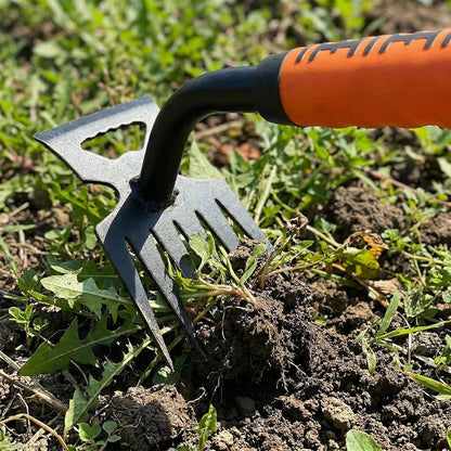 2 Pack Weeding Tools, 6-Tooth Manganese Steel Manual Weeder & Digging Tool with Ergonomic Rubber Grip, Multi-Functional Gardening Hand Tools for Removing Dandelions, Thistles & Yard Weeds