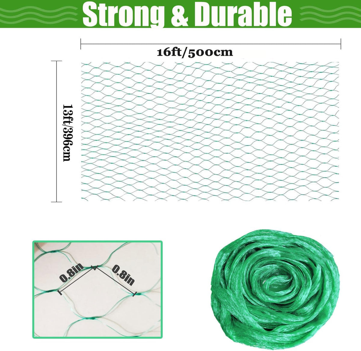 Bird Netting for Garden Protection Bird Fence Plant Netting Garden Garden Netting Mesh for Chicken Coop Deer Squirrels Poultry Protect Fruit Trees Vegetable 13x16.5ft
