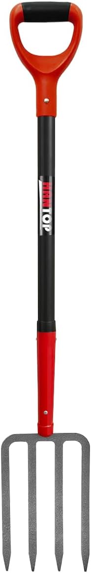 4-Tine Pitch Fork Garden Digging Fork with Fiberglass Handle 43 in
